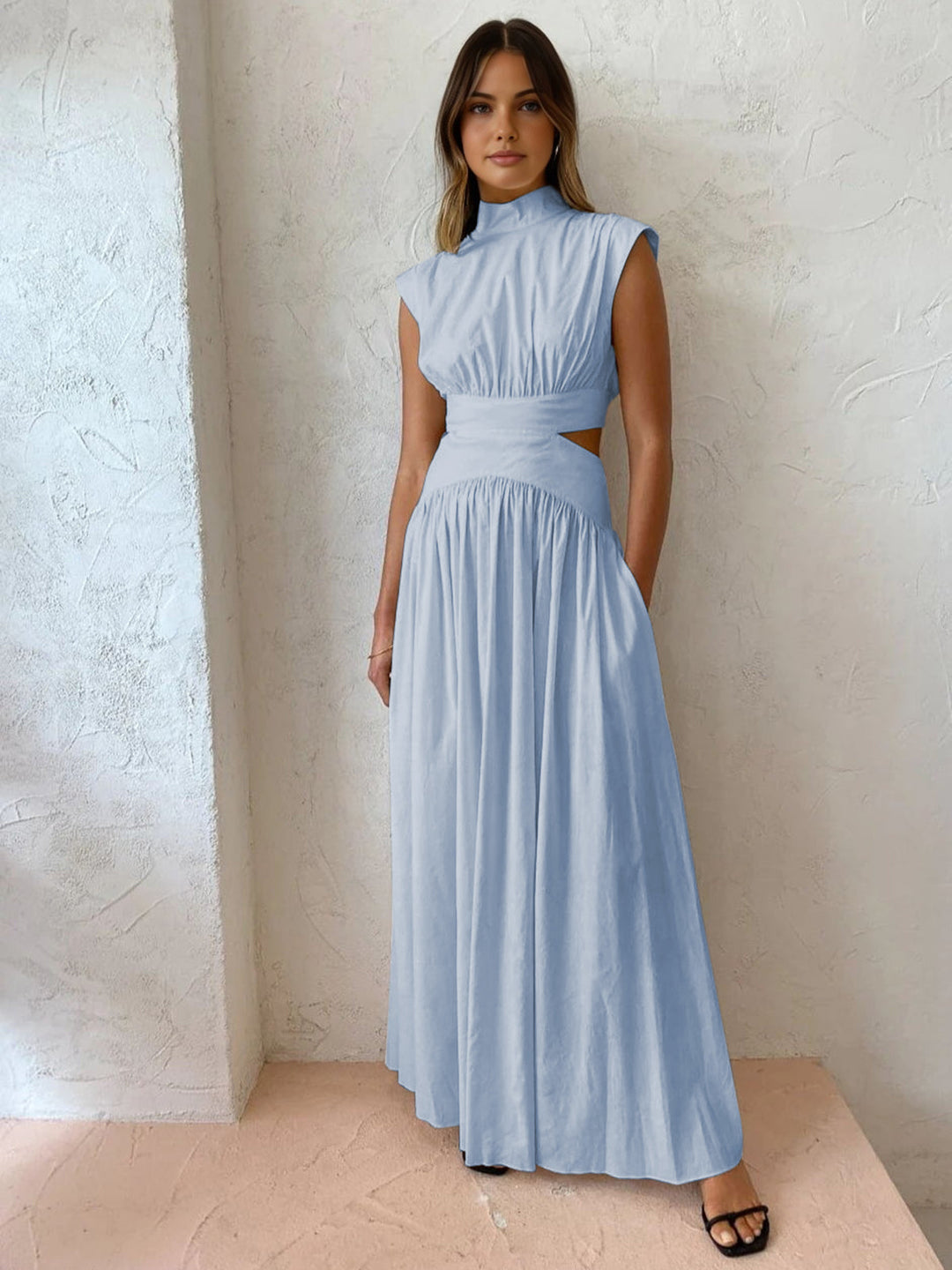 Duttini | Chic Mock Neck Cutout Maxi Dress Sleeveless Occasion Dress