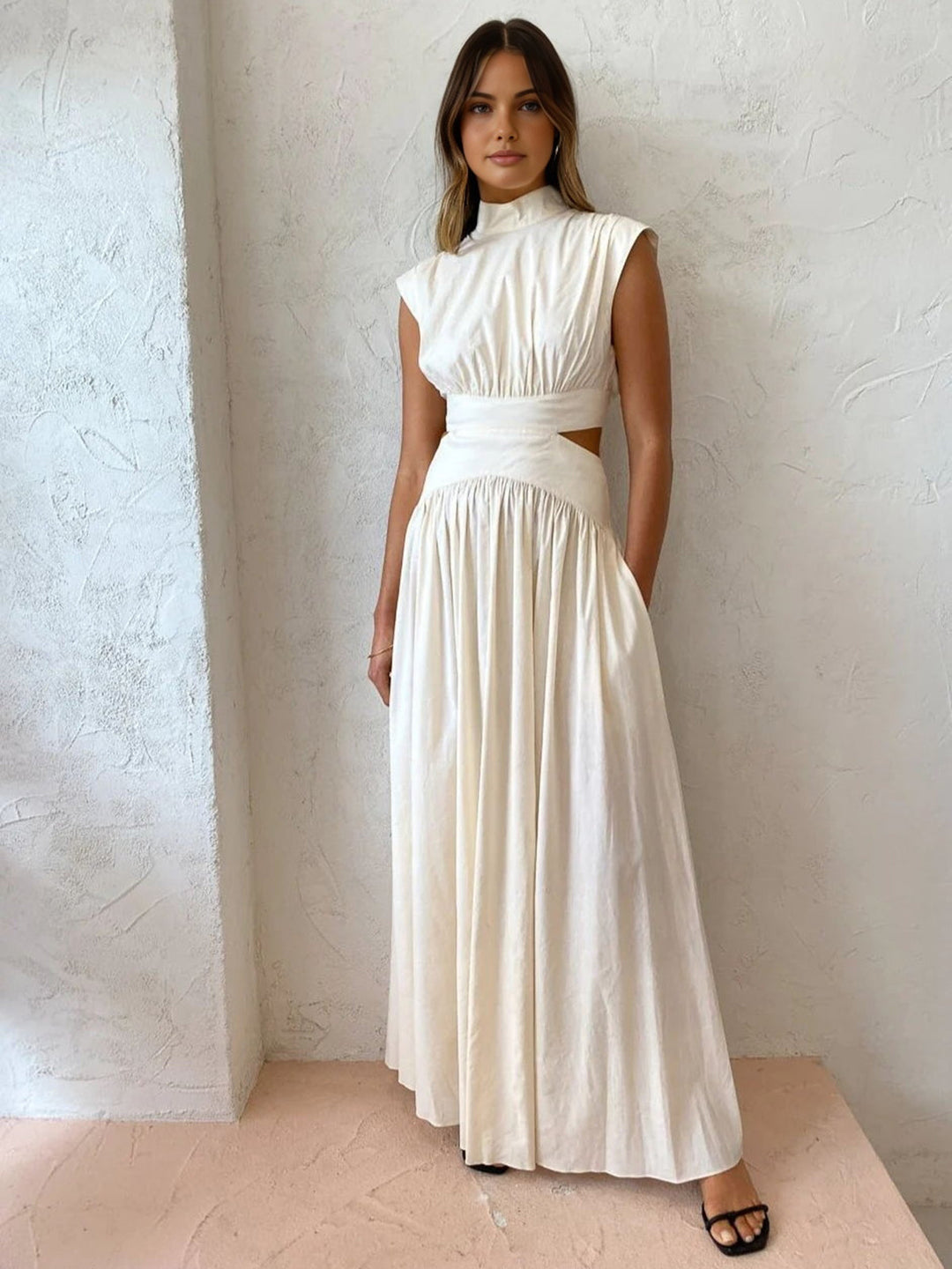 Duttini | Chic Mock Neck Cutout Maxi Dress Sleeveless Occasion Dress