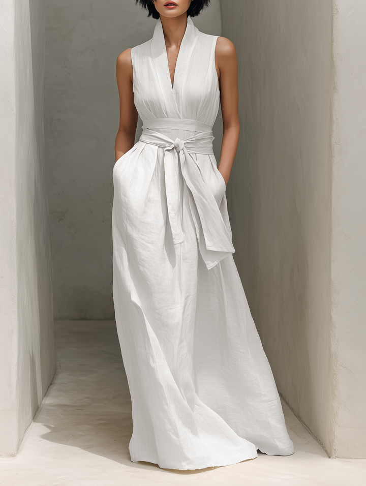 Duttini | Linen V-Neck Dress