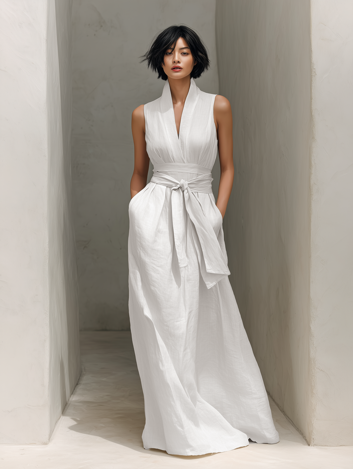 Duttini | Linen V-Neck Dress