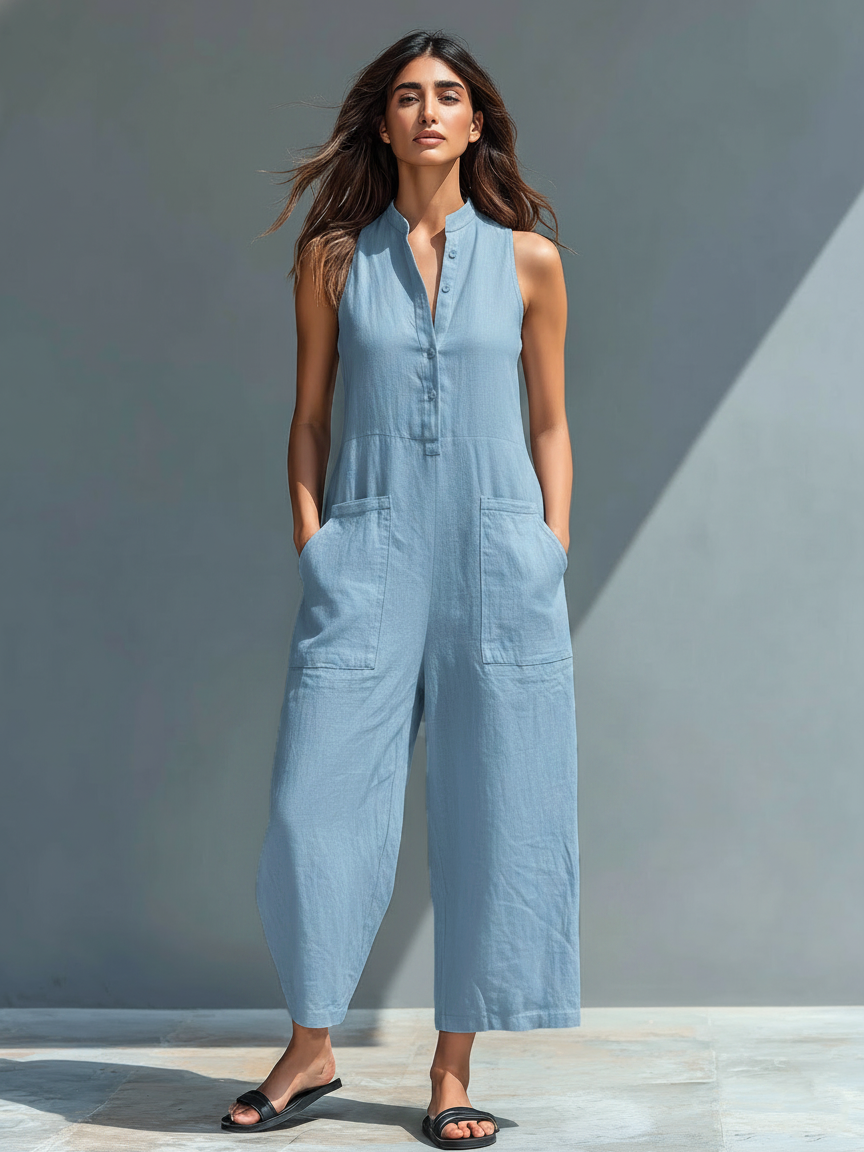 Duttini | Refined Sleeveless Wide Leg Jumpsuit for Every Occasion