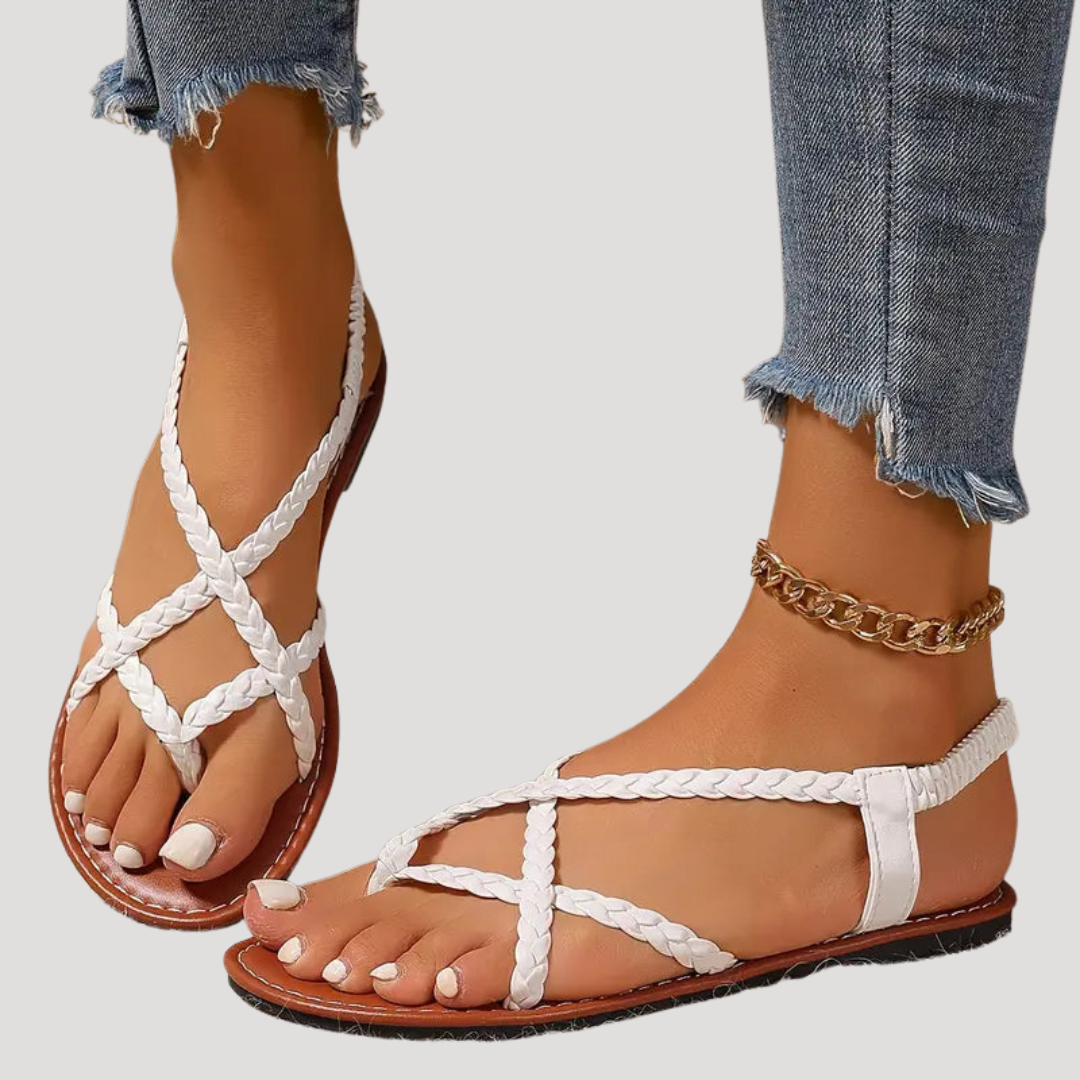 Duttini | Lightweight Braided Strappy Flat Sandals with a Comfort Fit