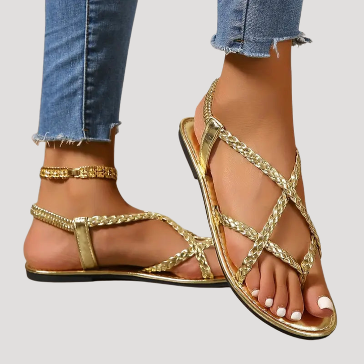 Duttini | Lightweight Braided Strappy Flat Sandals with a Comfort Fit