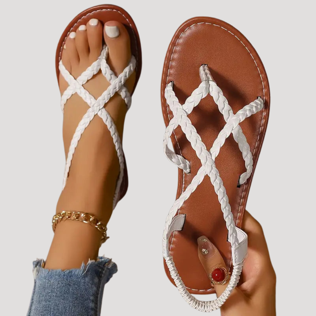 Duttini | Lightweight Braided Strappy Flat Sandals with a Comfort Fit
