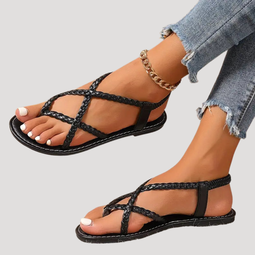 Duttini | Lightweight Braided Strappy Flat Sandals with a Comfort Fit