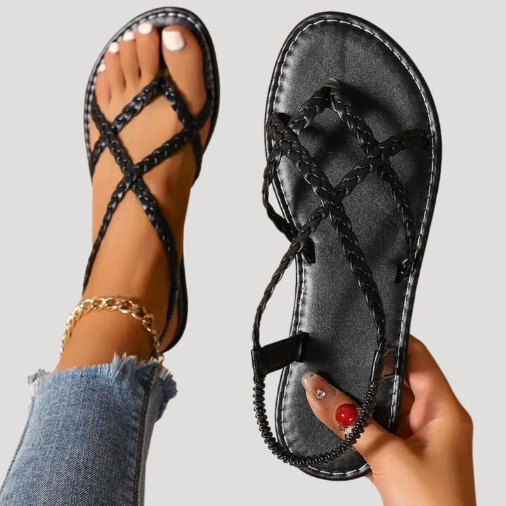Duttini | Lightweight Braided Strappy Flat Sandals with a Comfort Fit