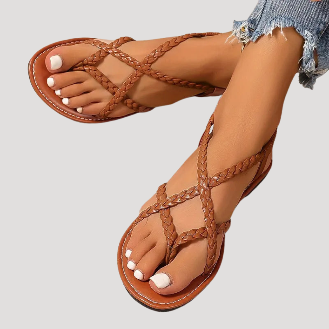 Duttini | Lightweight Braided Strappy Flat Sandals with a Comfort Fit