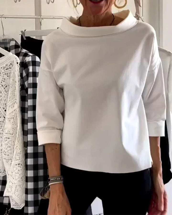 Duttini | Statement Bateau Neck 3/4 Sleeve Casual Top