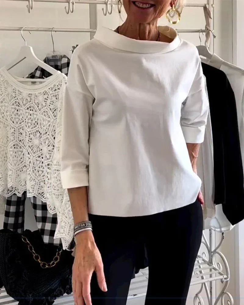 Duttini | Statement Bateau Neck 3/4 Sleeve Casual Top