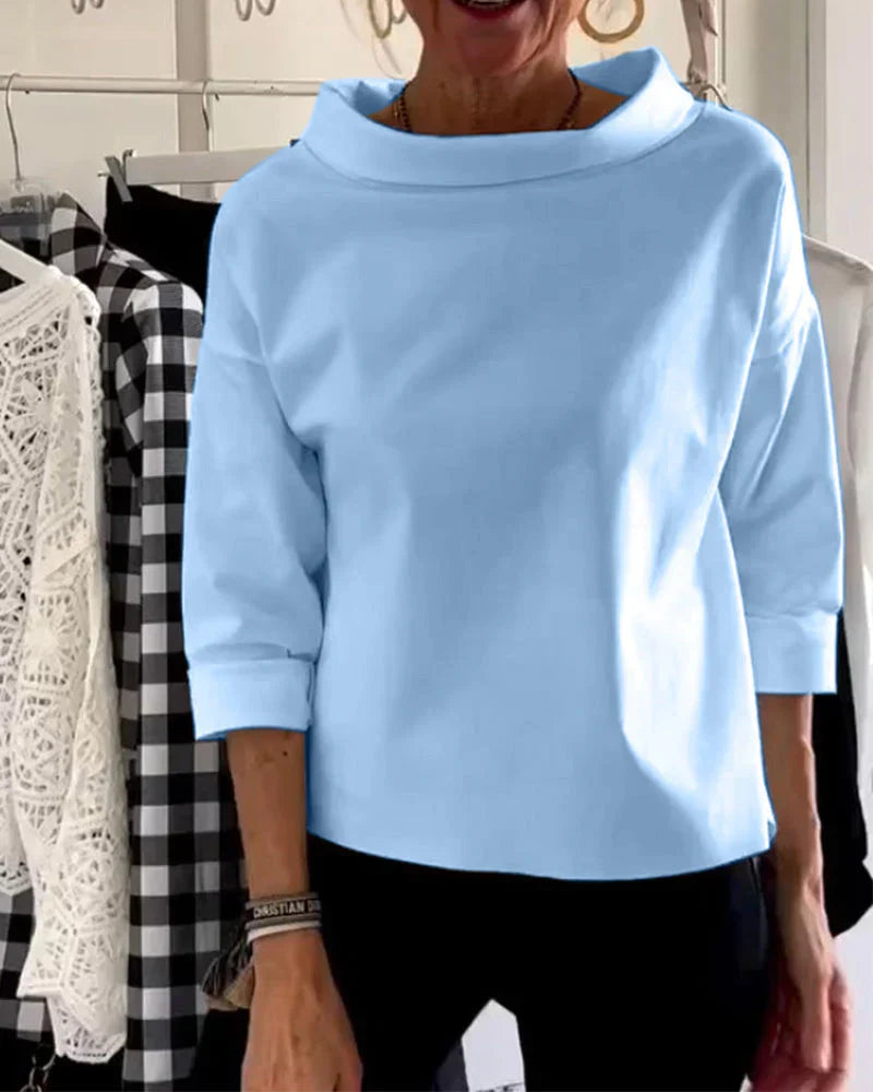 Duttini | Statement Bateau Neck 3/4 Sleeve Casual Top