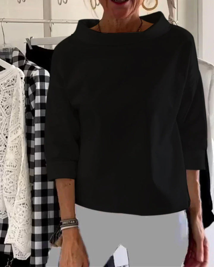 Duttini | Statement Bateau Neck 3/4 Sleeve Casual Top