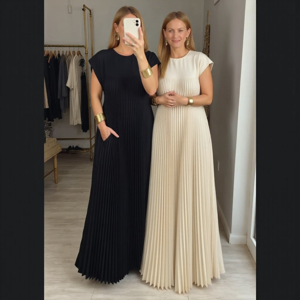 Duttini | Chic Flowy Pleated Maxi Dress Cocktail Made to Turn Heads