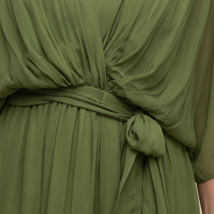 Duttini | Luxe V-Neck Wrap Midi Dress with a Flattering Silhouette