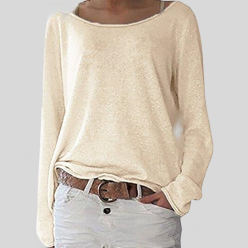 Duttini | Luxe Round Neck Long Sleeve Top with a Flattering Silhouette