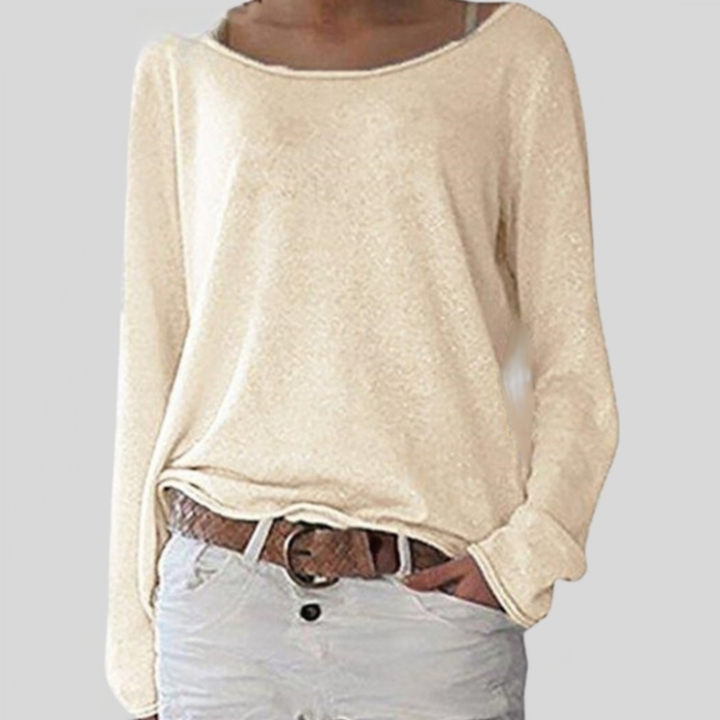 Duttini | Luxe Round Neck Long Sleeve Top with a Flattering Silhouette