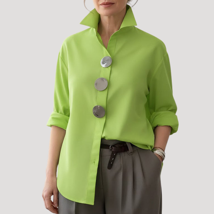 Duttini | Flowing Stand Collar Button Front Shirt