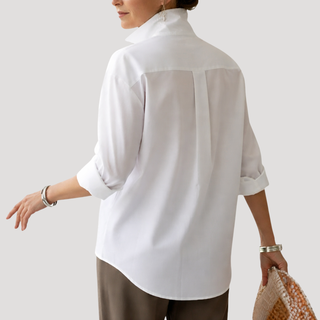 Duttini | Flowing Stand Collar Button Front Shirt