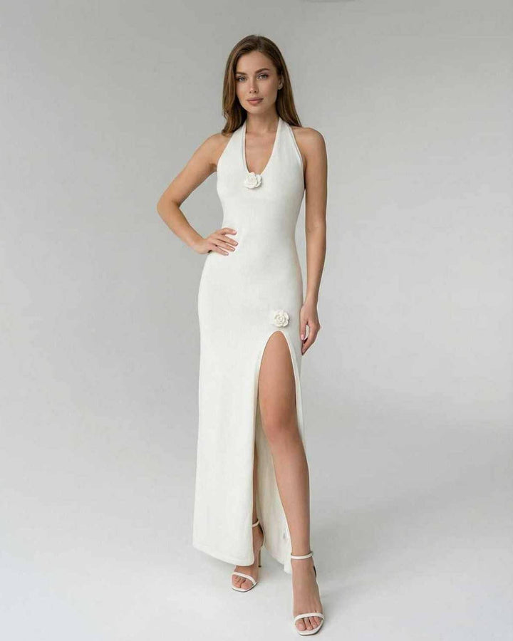 Duttini | Maxi Dress for Women in Natural Fabric, Relaxed Fit, Blue