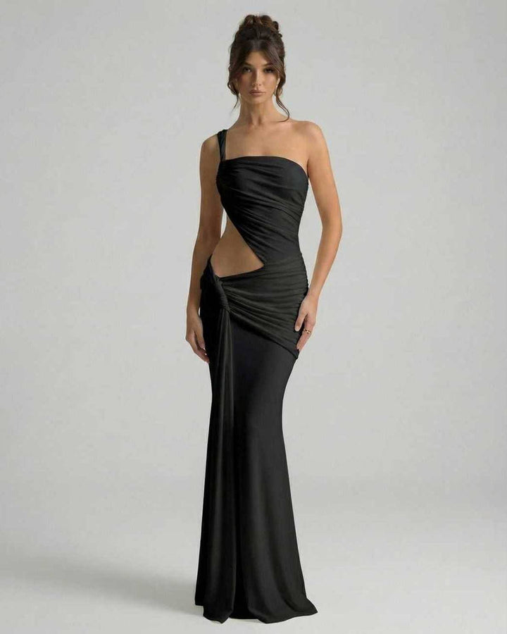 Duttini | Black Fit and Flare Maxi Dress for Women