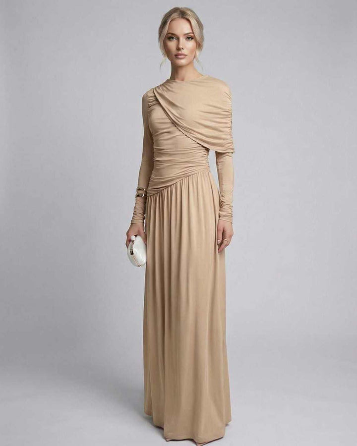Duttini | Lightweight Fit and Flare Maxi Dress for Women in Sand