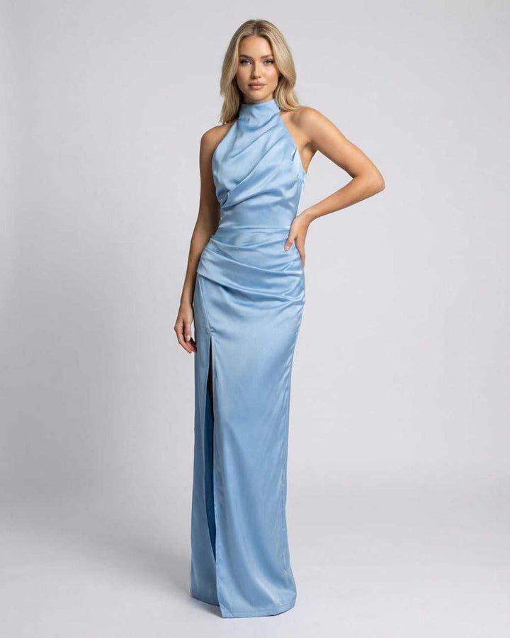 Duttini | Lightweight Blue Fit and Flare Maxi Dress for Women
