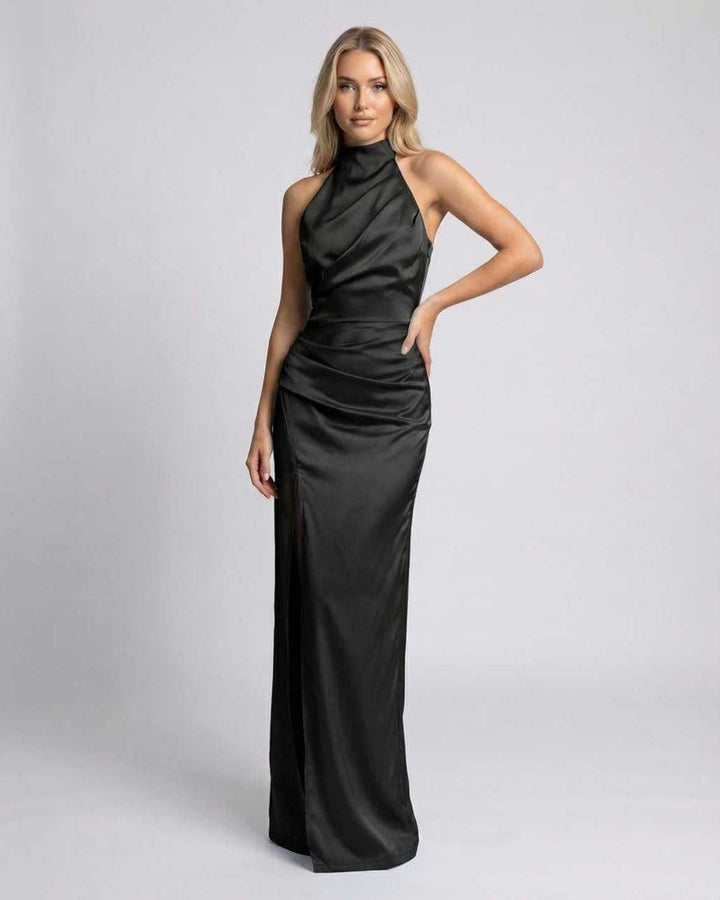 Duttini | Black Fit and Flare Maxi Dress for Women