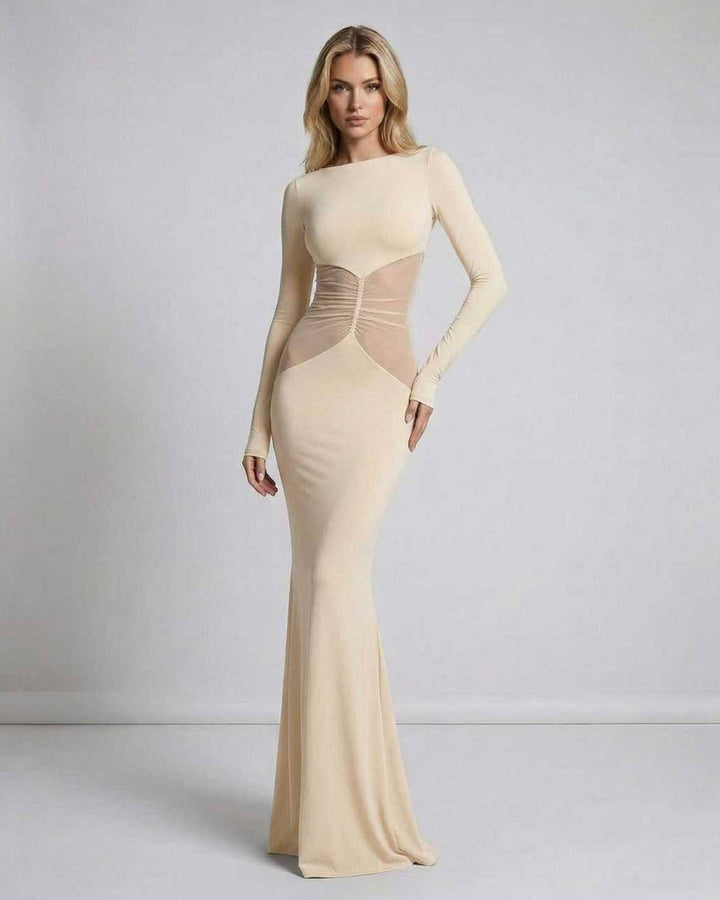 Duttini | Lightweight Fit and Flare Maxi Dress for Women in Desert Sand