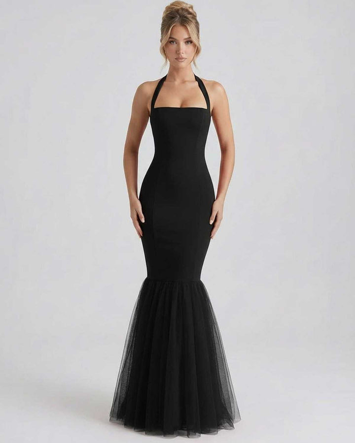 Duttini | Lightweight Fit and Flare Maxi Dress for Women in Navy Blue