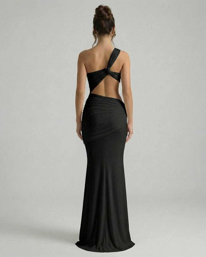 Duttini | Black Fit and Flare Maxi Dress for Women