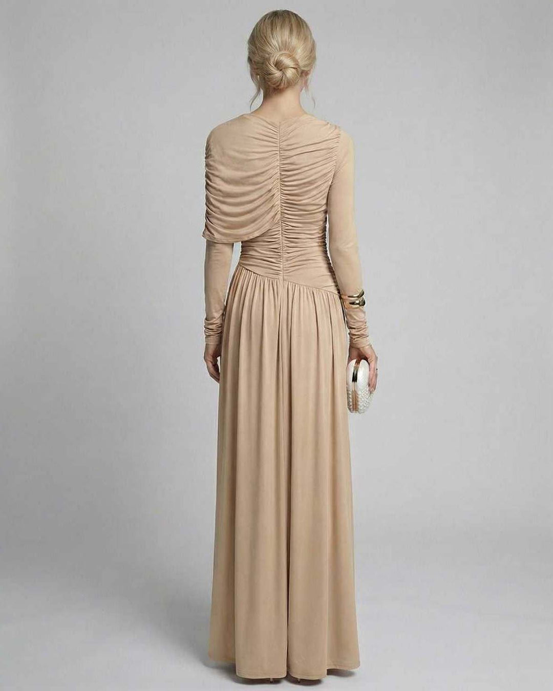 Duttini | Lightweight Fit and Flare Maxi Dress for Women in Sand