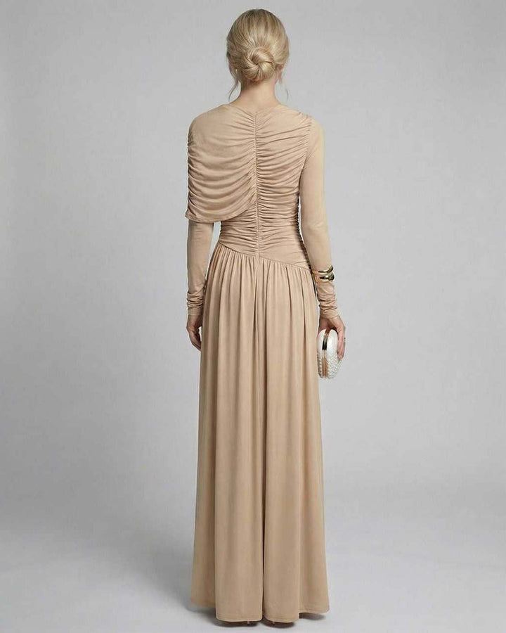 Duttini | Lightweight Fit and Flare Maxi Dress for Women in Sand