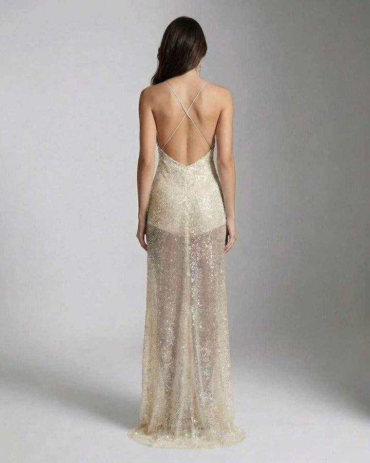 Duttini | Lightweight Fit and Flare Maxi Dress for Women in Sand