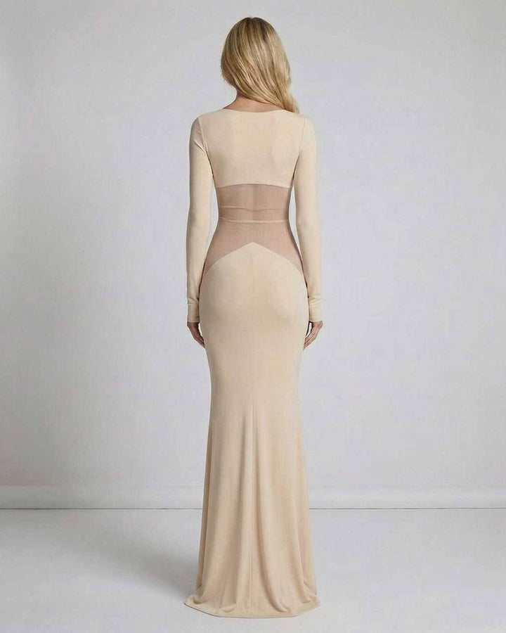 Duttini | Lightweight Fit and Flare Maxi Dress for Women in Desert Sand