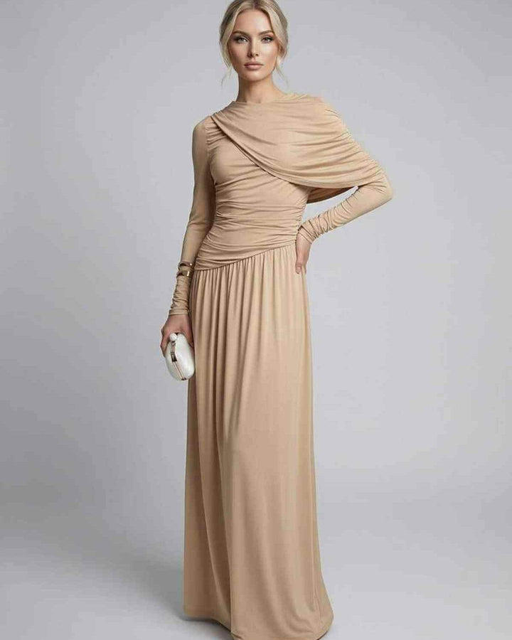 Duttini | Lightweight Fit and Flare Maxi Dress for Women in Sand