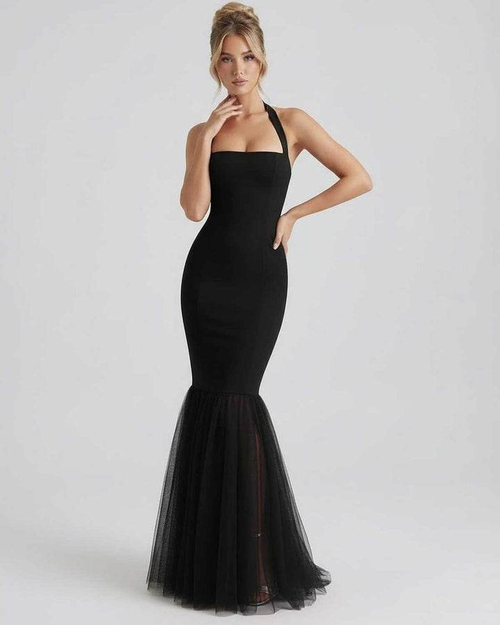 Duttini | Lightweight Fit and Flare Maxi Dress for Women in Navy Blue