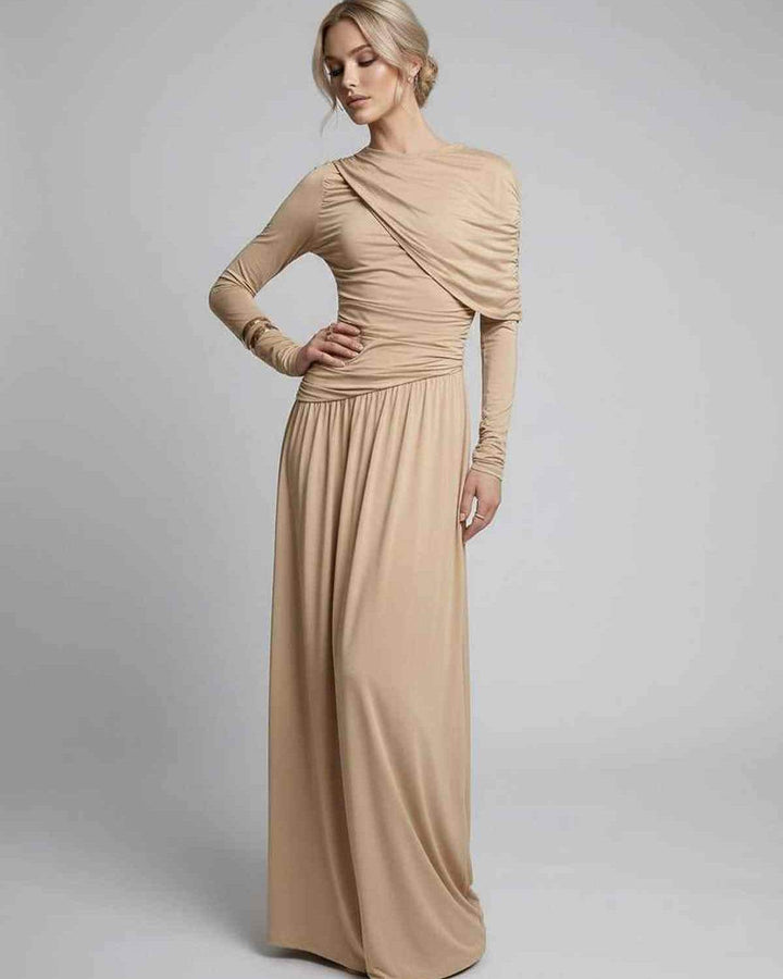 Duttini | Lightweight Fit and Flare Maxi Dress for Women in Sand