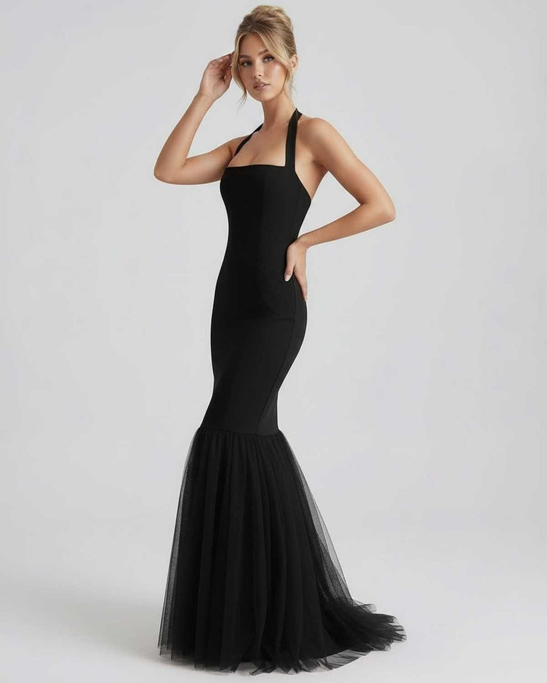 Duttini | Lightweight Fit and Flare Maxi Dress for Women in Navy Blue