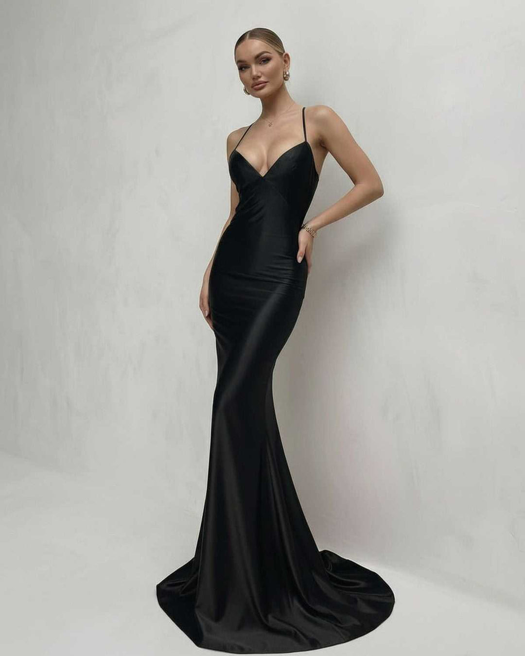 Duttini | Maxi Dress for Women in Lightweight Fabric, Navy Blue, Elegant Style