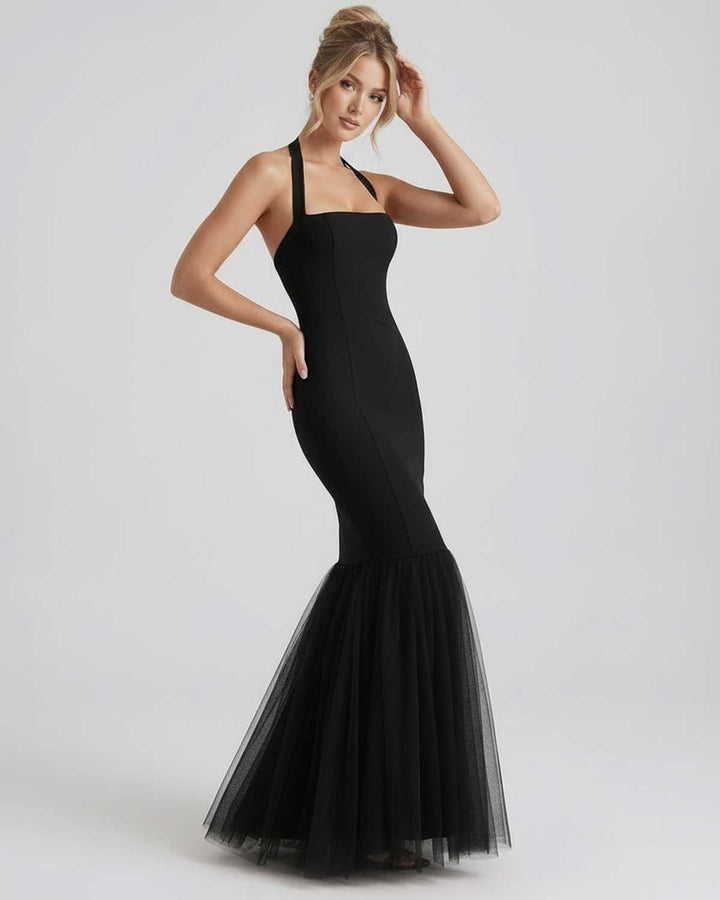 Duttini | Lightweight Fit and Flare Maxi Dress for Women in Navy Blue