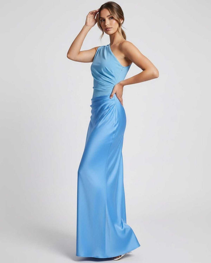 Duttini | Lightweight Blue Fit and Flare Maxi Dress for Women