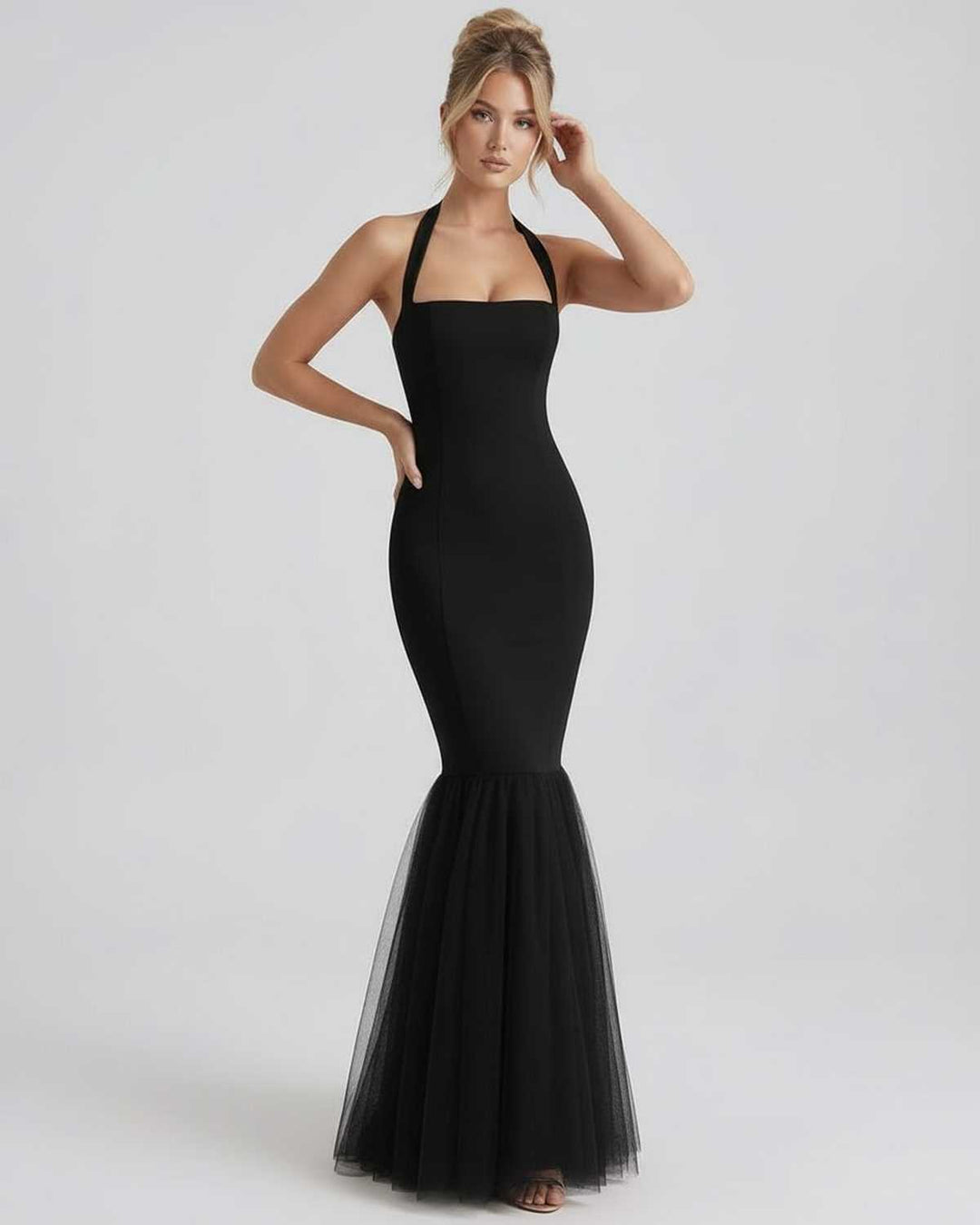 Duttini | Lightweight Fit and Flare Maxi Dress for Women in Navy Blue