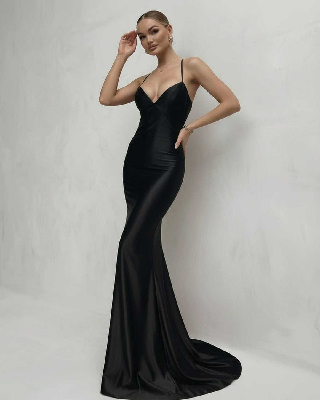 Duttini | Maxi Dress for Women in Lightweight Fabric, Navy Blue, Elegant Style