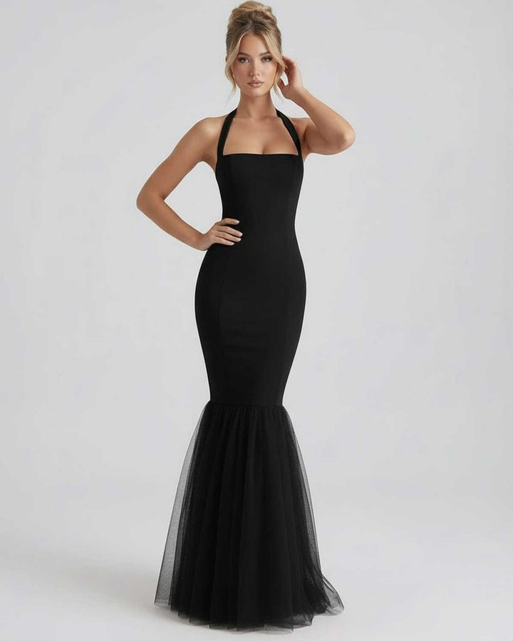Duttini | Lightweight Fit and Flare Maxi Dress for Women in Navy Blue