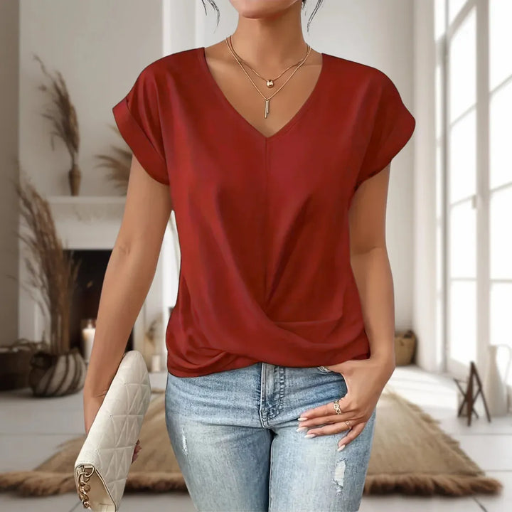 Duttini | Casual Sweetheart Neck T-Shirt for Effortless Elegance
