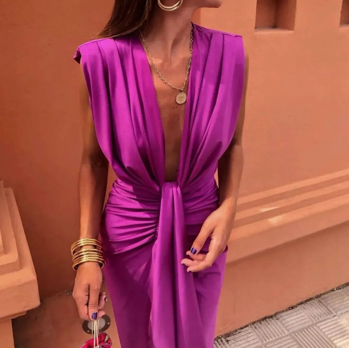 Duttini | Soft Pleated Midi Dress with a Flattering Silhouette