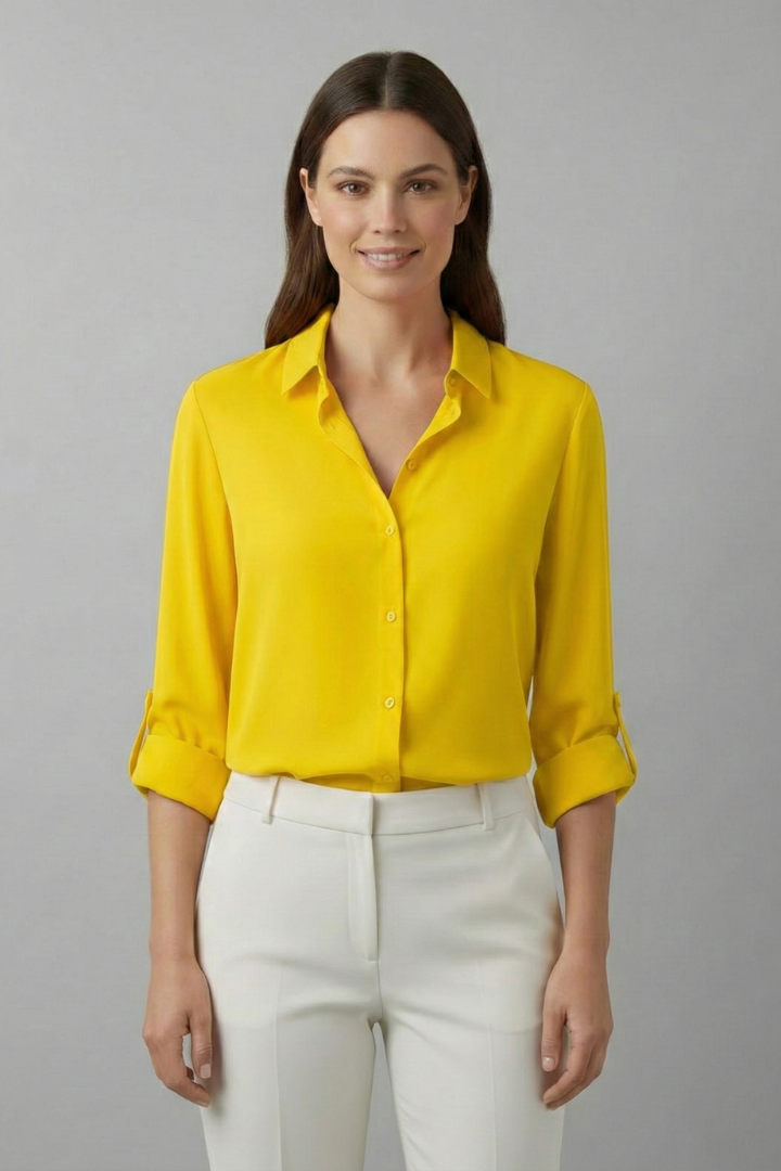Duttini | Timeless Long Sleeve Button Down Collared Blouse