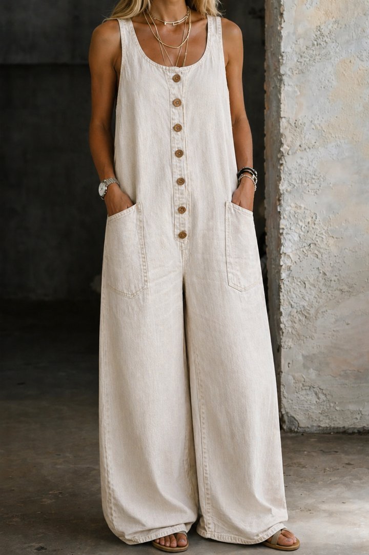 Duttini | Supportive Button Front Wide Leg Overalls