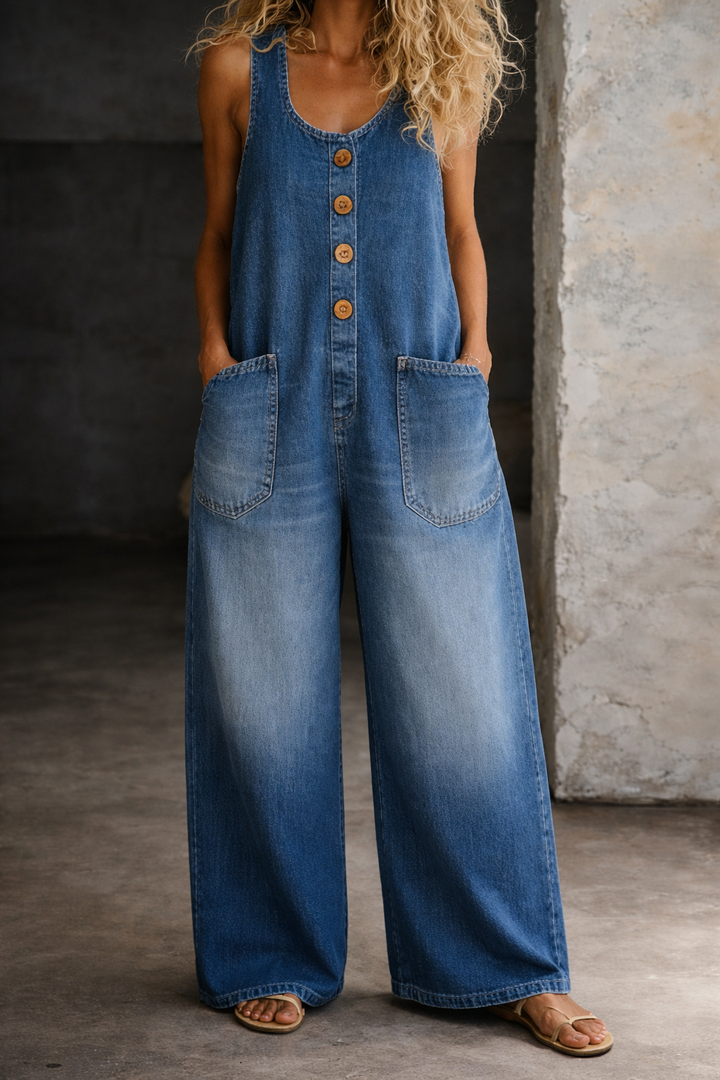 Duttini | Supportive Button Front Wide Leg Overalls