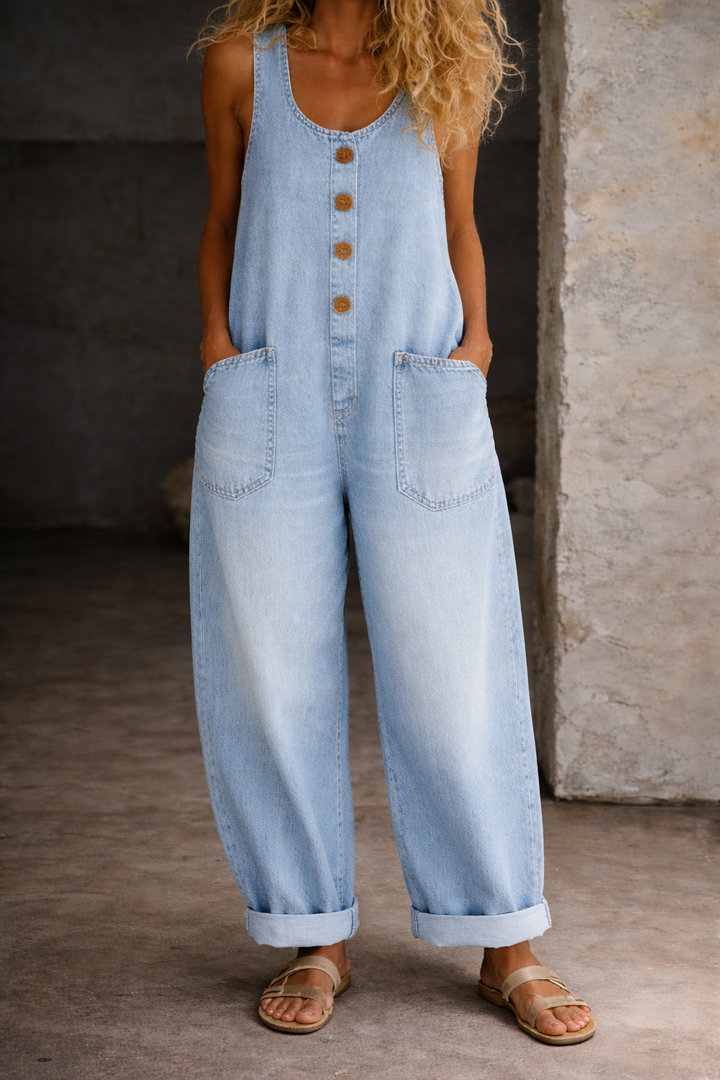 Duttini | Supportive Button Front Wide Leg Overalls