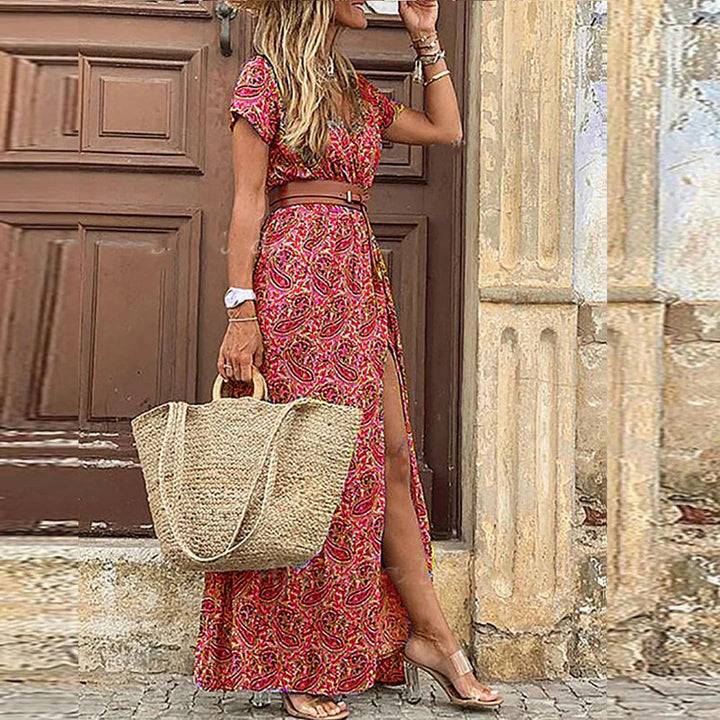 Duttini | Feminine Airy Boho Maxi Dress With Matching Belt